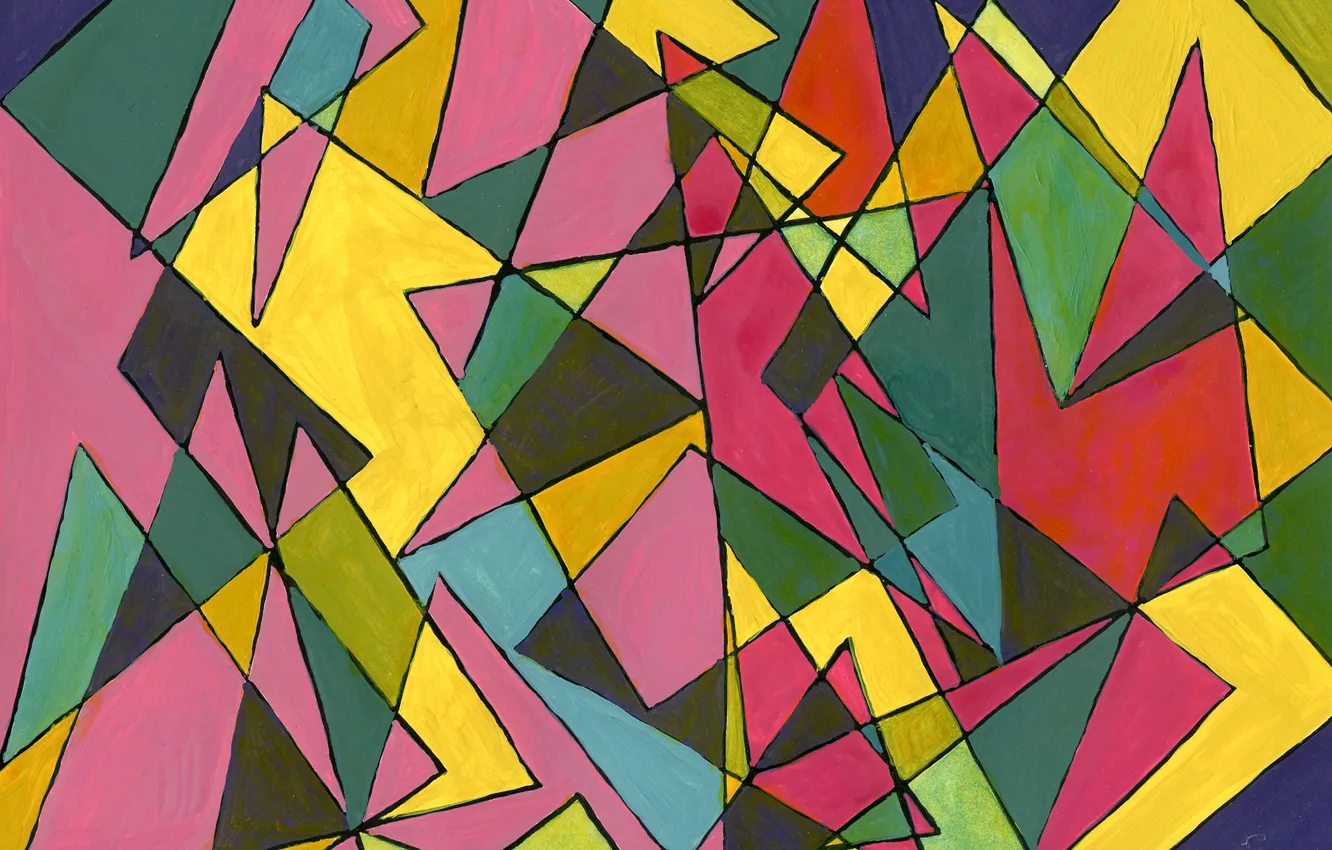 Фото обои линии, краски, цвет, треугольник