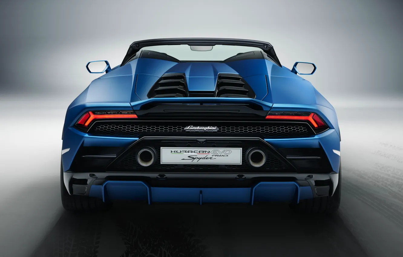 Фото обои Lamborghini, вид сзади, Spyder, Huracan, 2020, RWD, Huracan EVO