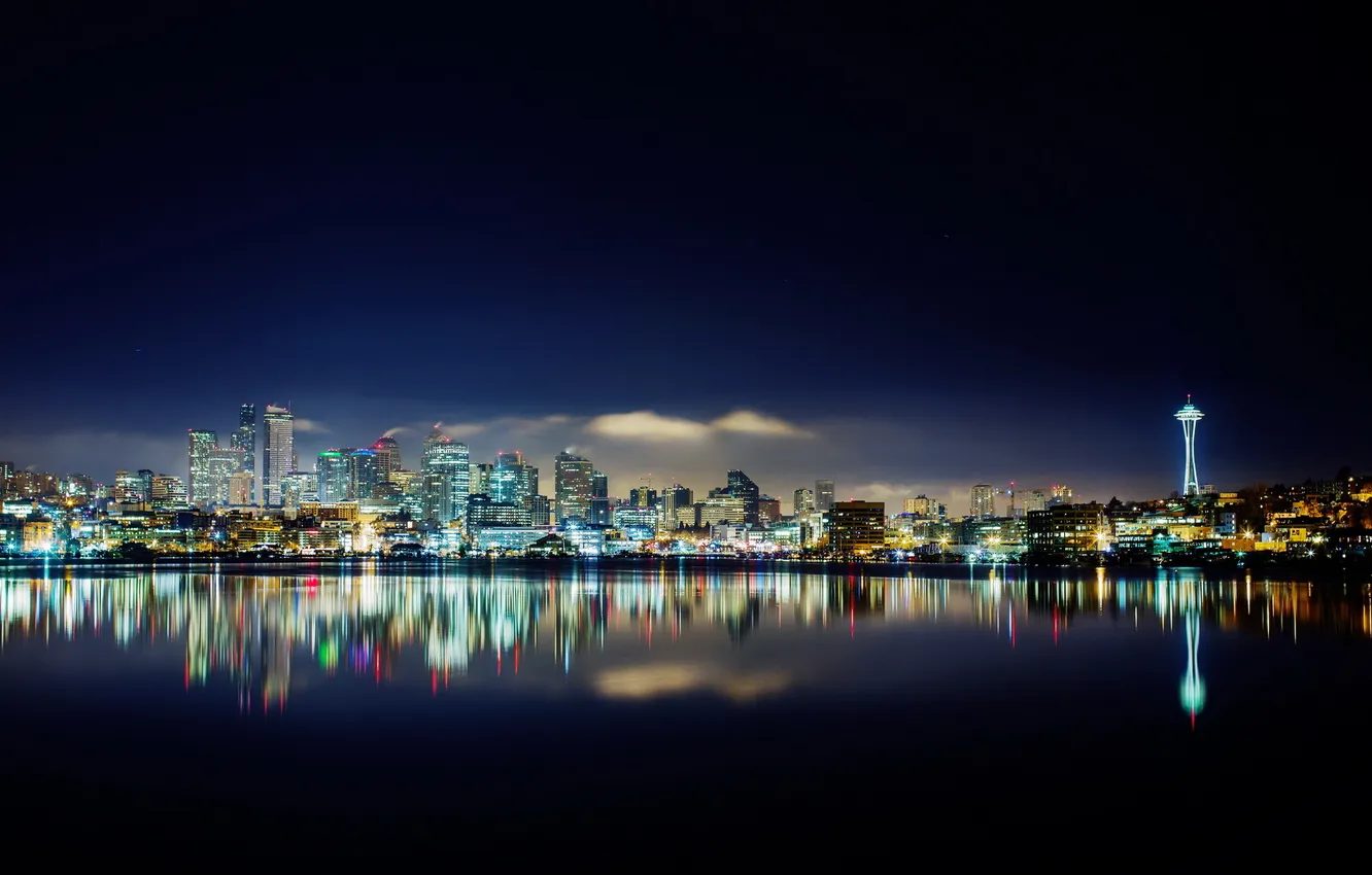 Фото обои ночь, city, город, Сиэтл, USA, Seattle