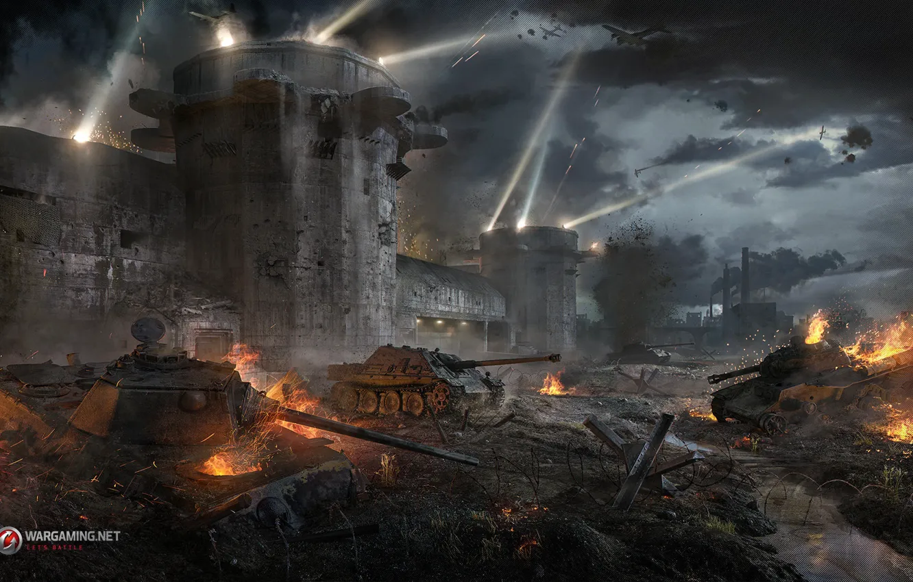 Фото обои оружие, крепость, сражение, танки, Flak tower