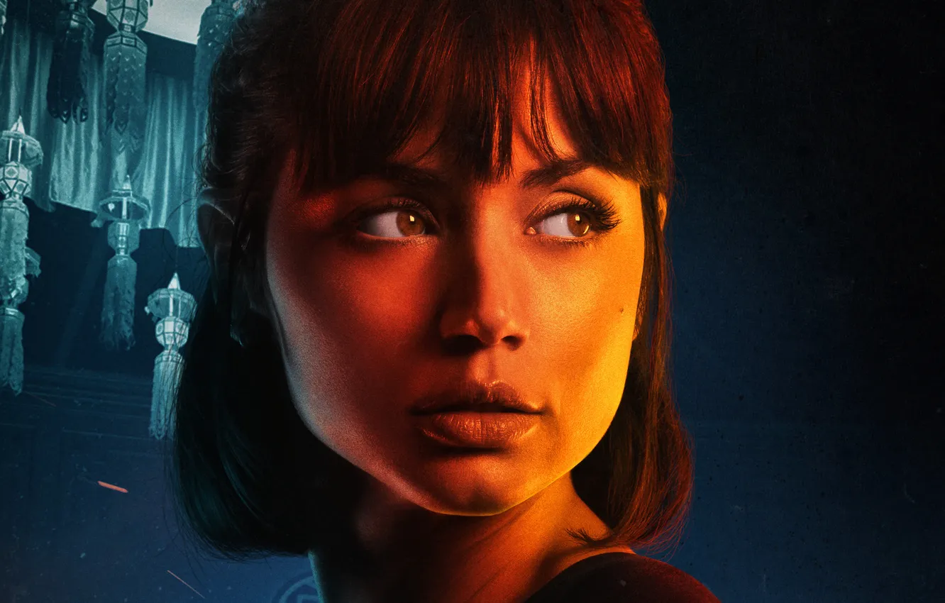 Фото обои девушка, портрет, шатенка, красотка, боевик, постер, Ana de Armas, Ана де Армас