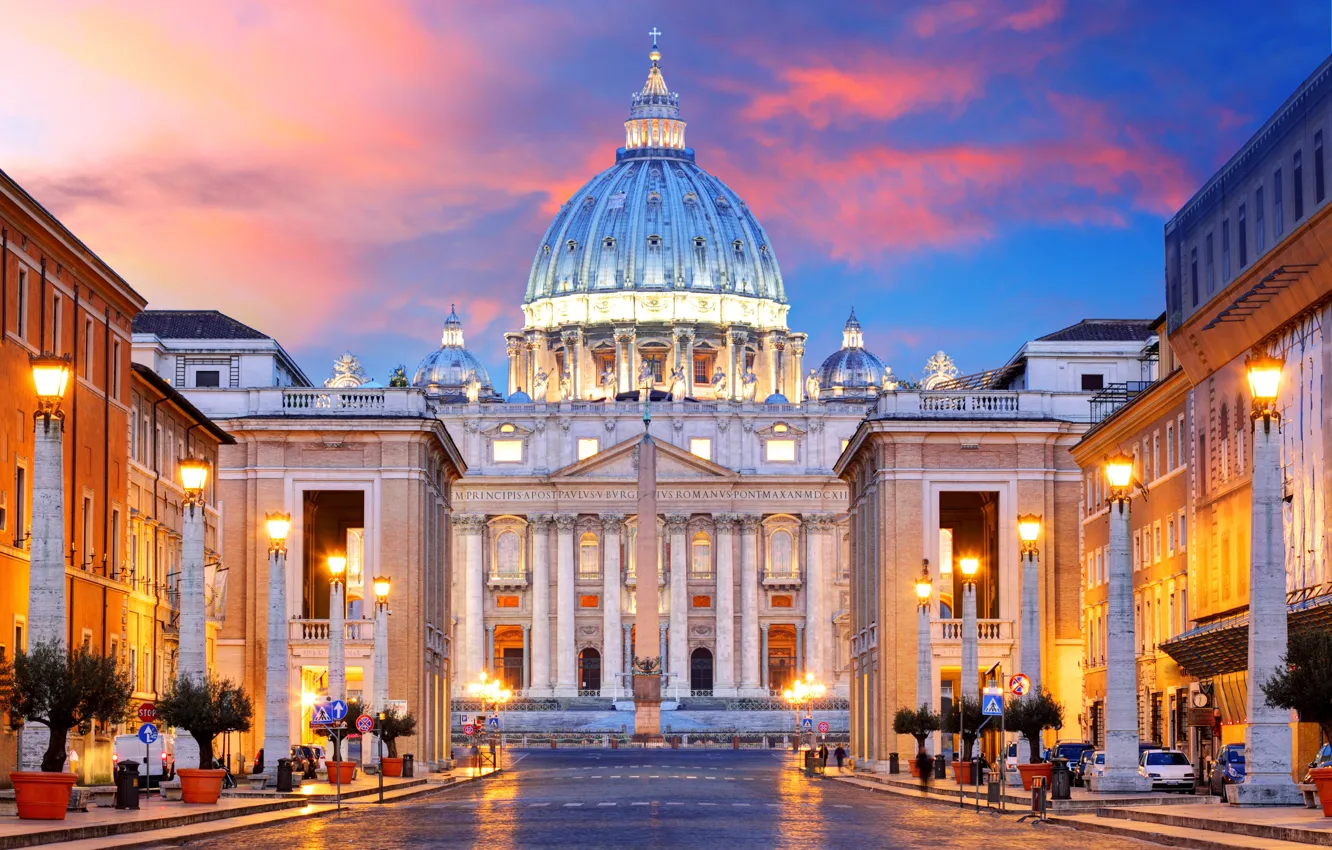 Фото обои city, город, Рим, Италия, Italy, Cathedral, square, panorama