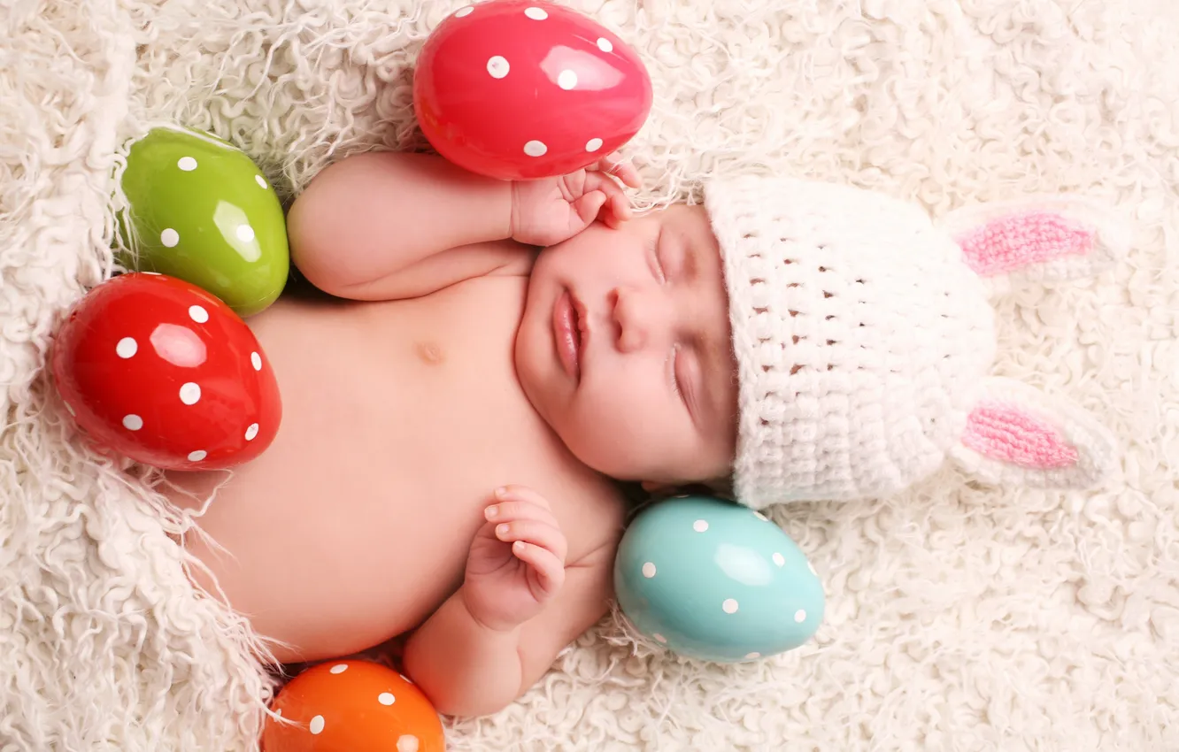 Фото обои яйца, Пасха, пасхальные яйца, child, baby, newborn