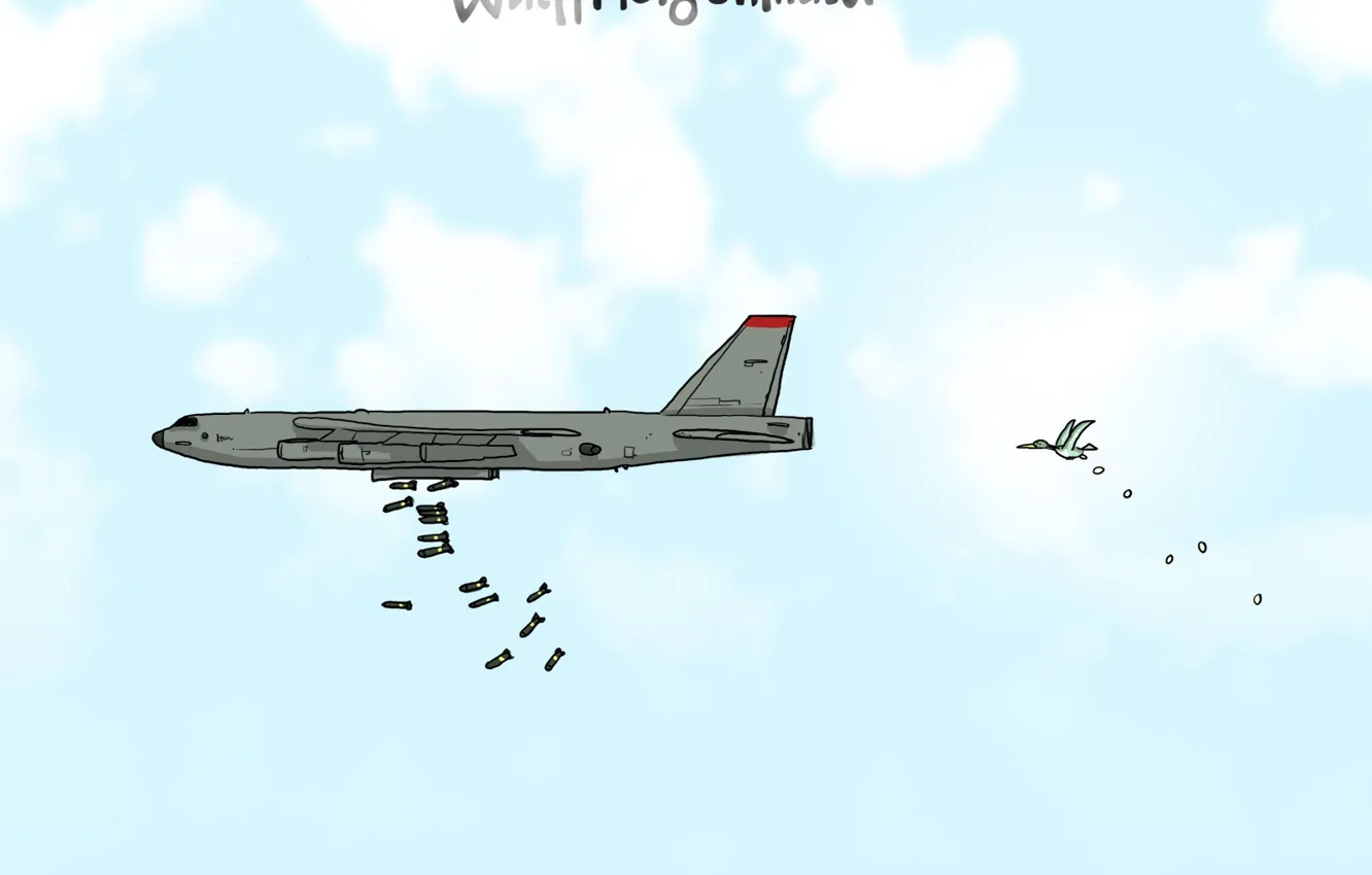 Фото обои самолет, юмор, Wulffmorgenthaler, карикатура, бомбардировщик