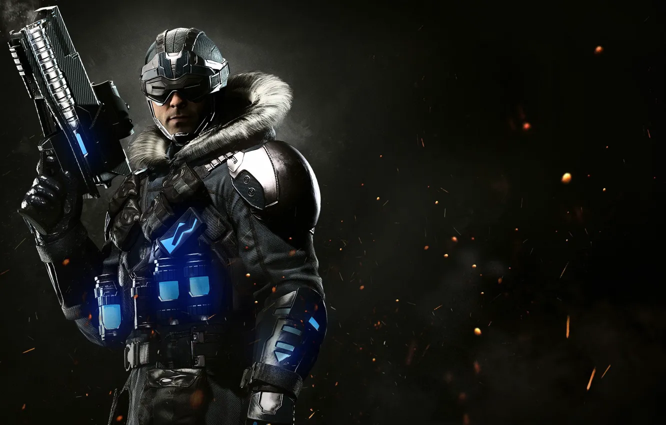 Фото обои gun, ice, game, weapon, cool, helmet, strong, uniform