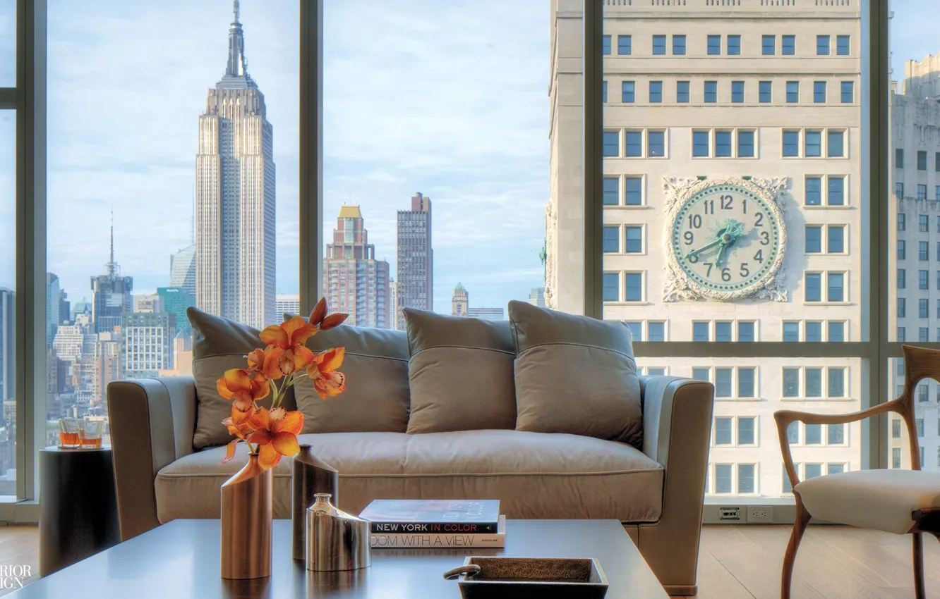 Фото обои дизайн, стиль, интерьер, Нью Йорк, гостиная