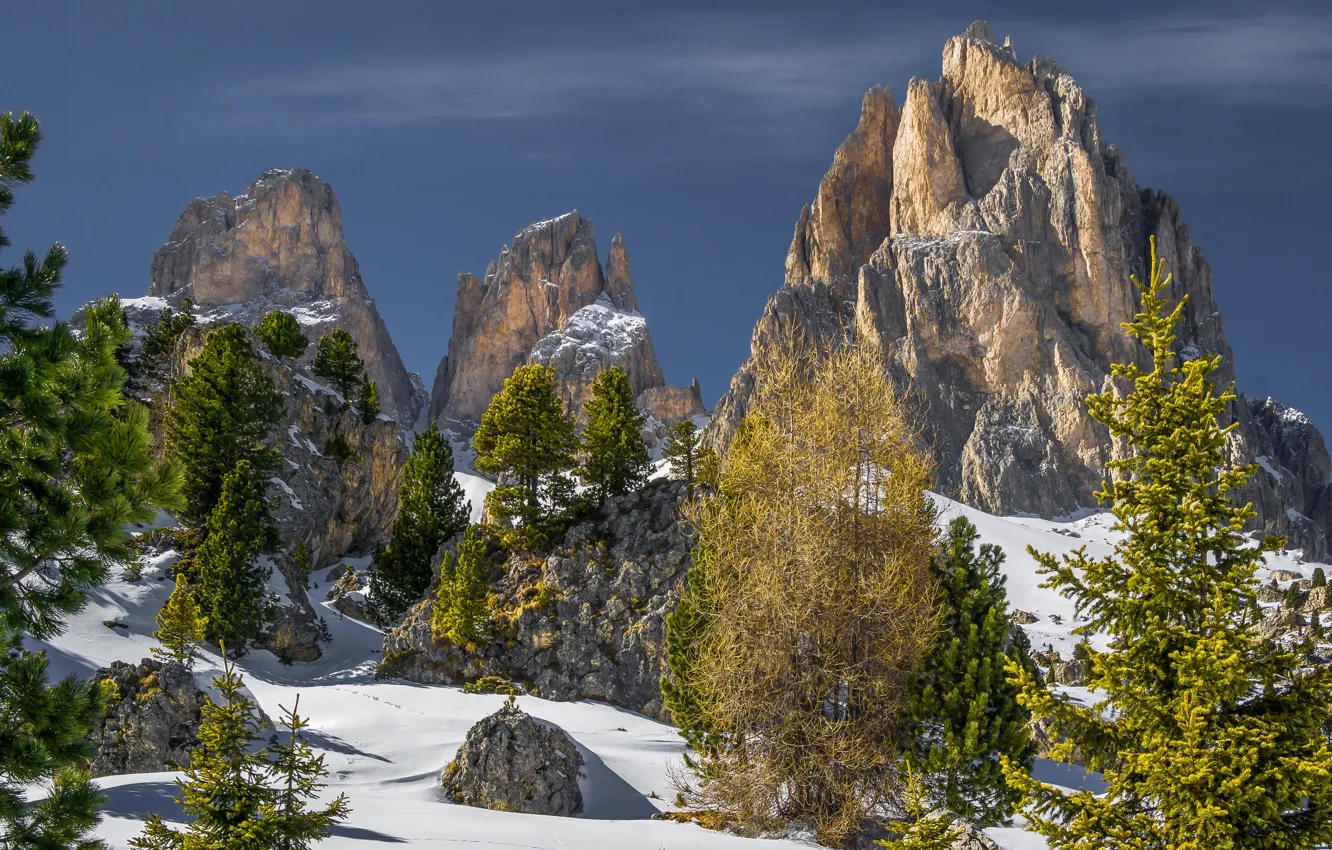 Фото обои горы, Италия, Доломиты, Langkofel Group