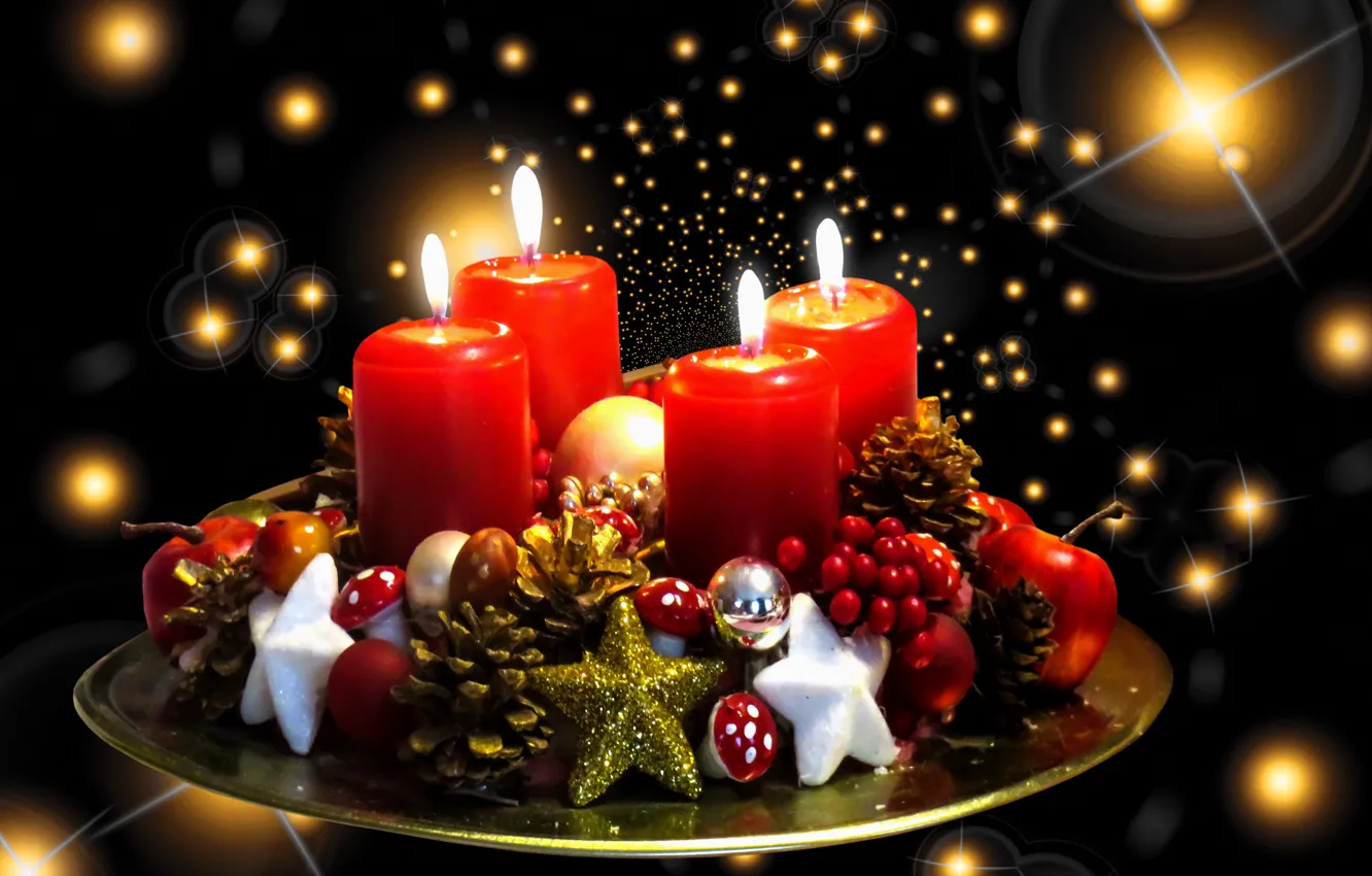 Фото обои праздник, яблоки, огоньки, Новый Год, Happy New Year, с новым годом, Merry Christmas, 2022