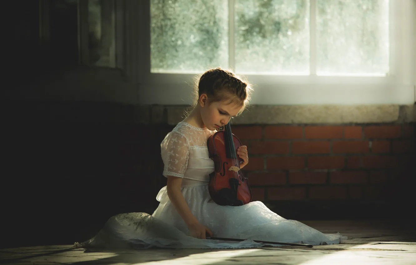 Фото обои скрипка, девочка, Whisper of Violin