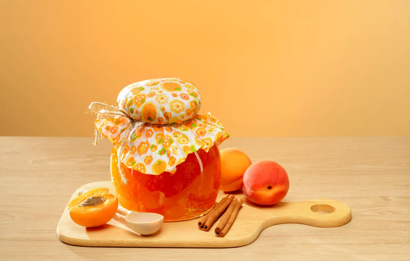 Фото обои фрукты, wood, джем, абрикосы, apricot