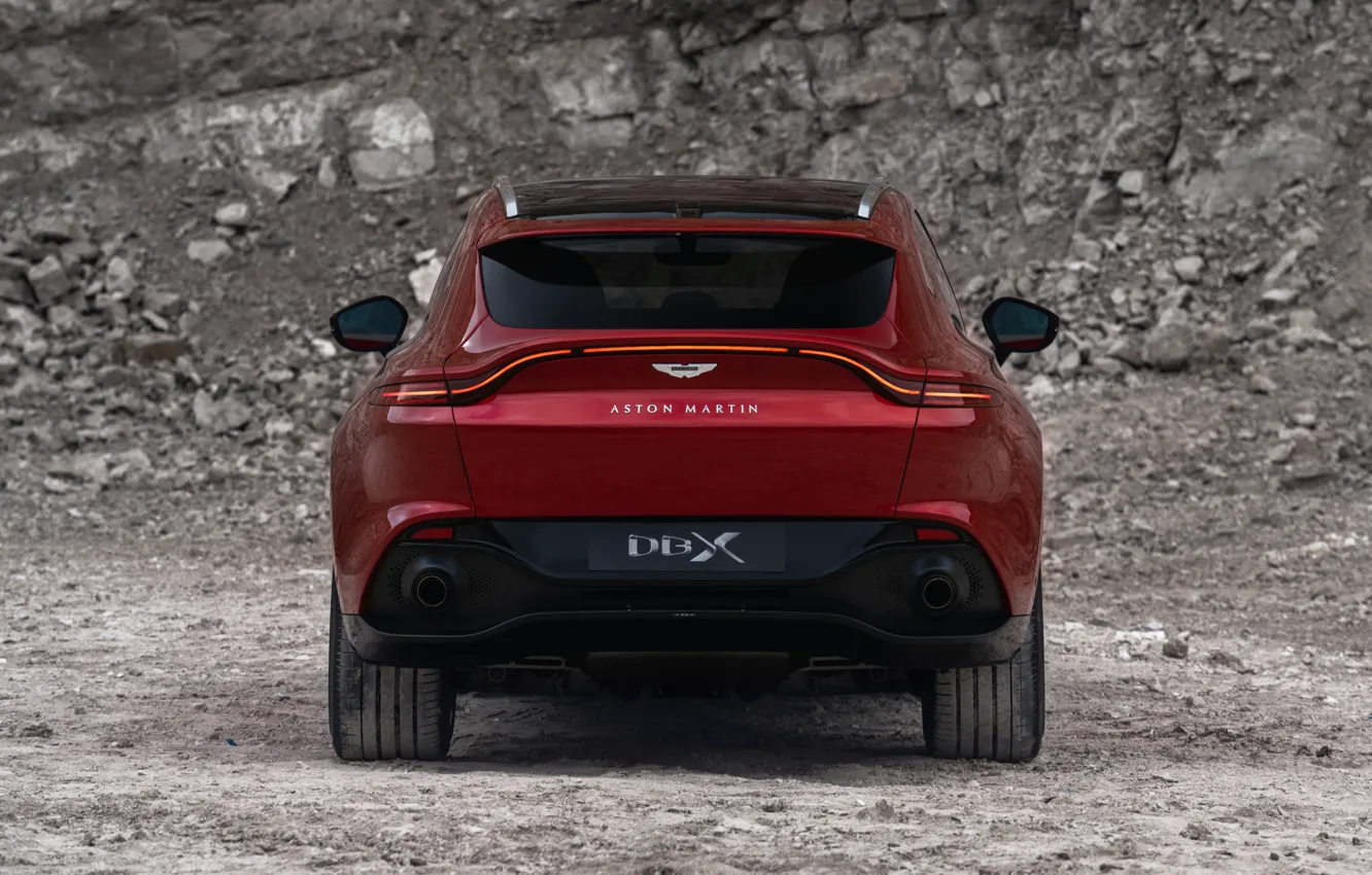 Фото обои Aston Martin, вид сзади, кроссовер, DBX, 2020