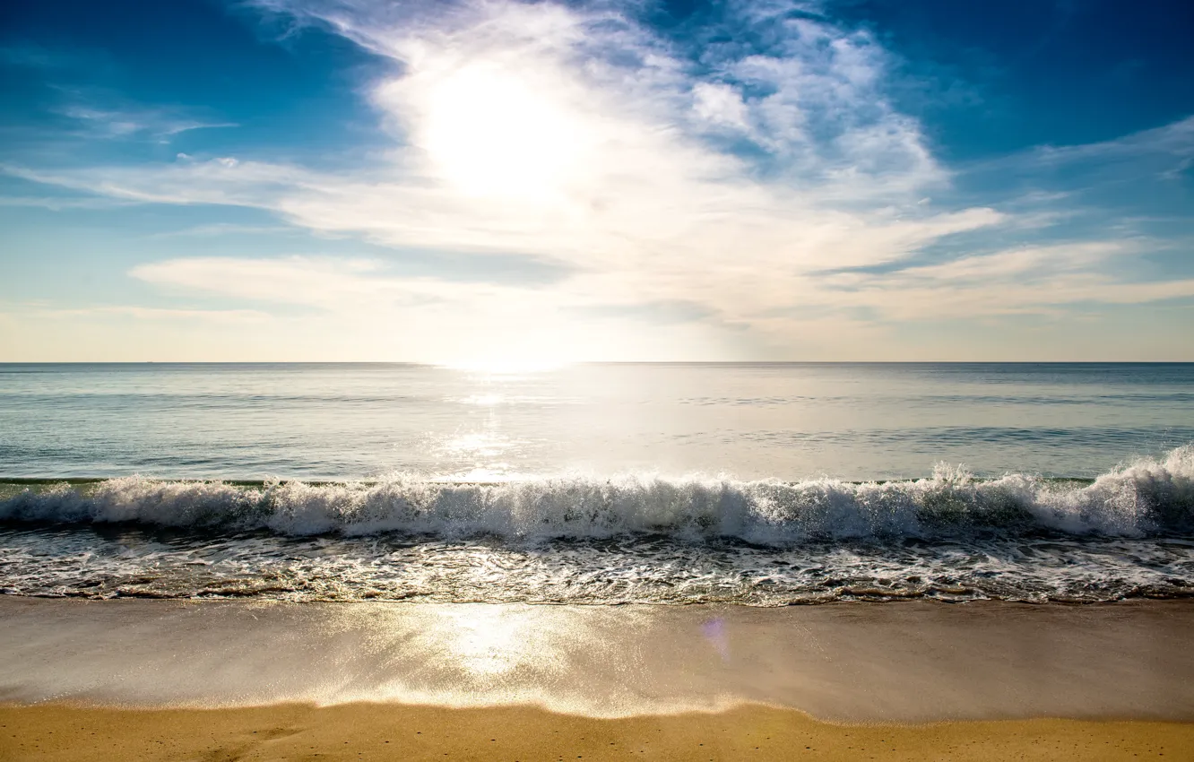 Фото обои песок, море, волны, пляж, лето, закат, summer, beach