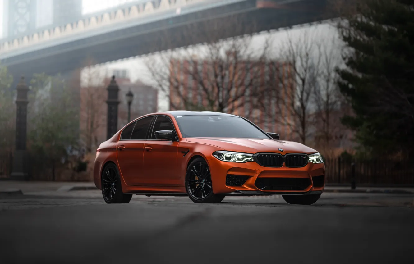 Фото обои BMW, Orange, Black, M5, F90