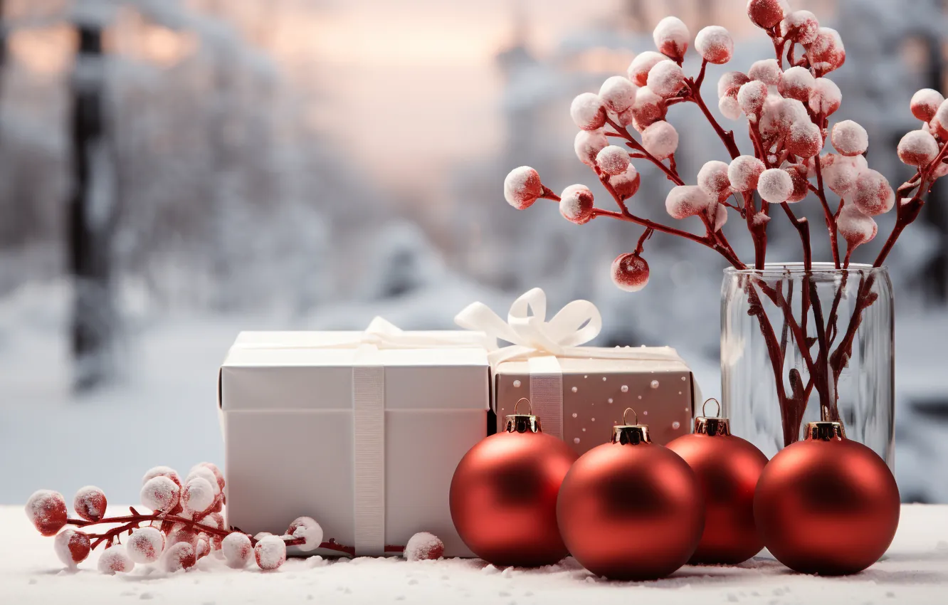 Фото обои украшения, шары, Новый Год, Рождество, подарки, new year, happy, Christmas