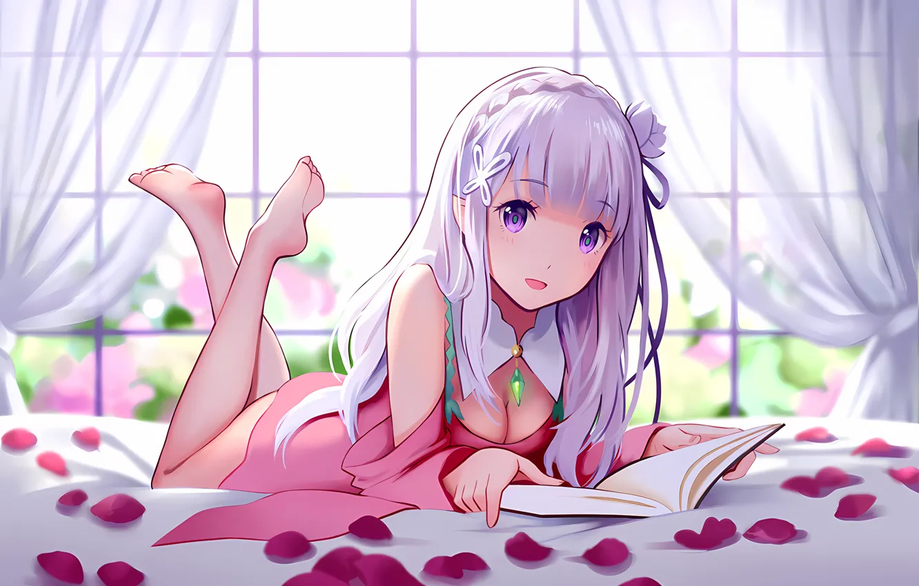Фото обои girl, sexy, cleavage, long hair, dress, boobs, anime, beautiful