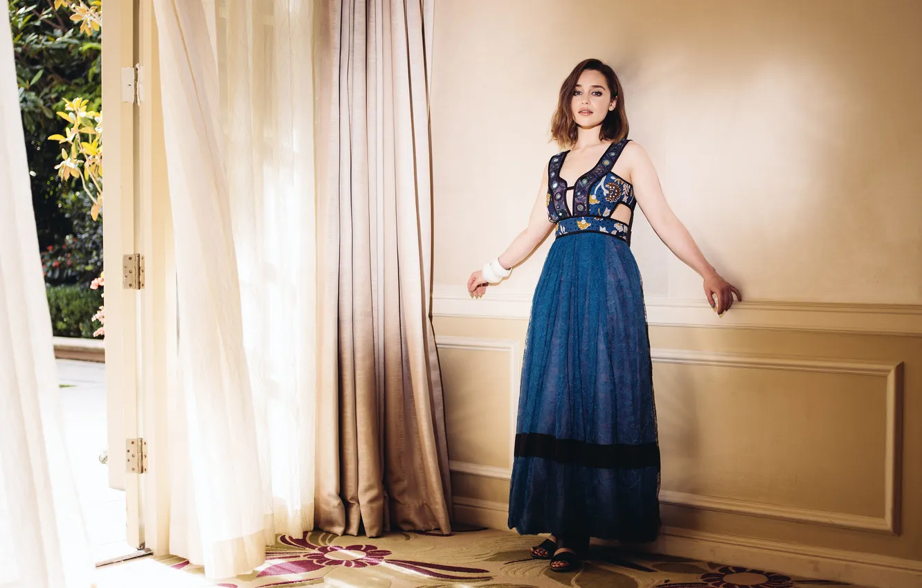 Фото обои платье, актриса, синее, Emilia Clarke, Эмилия Кларк