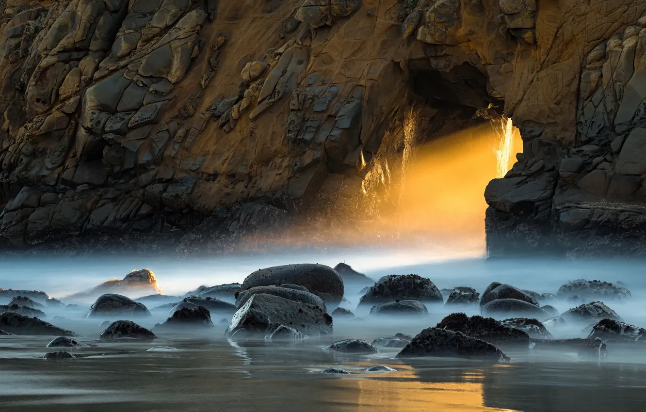 Фото обои sunset, California, pacific, Big Sur, Pfeiffer Beach