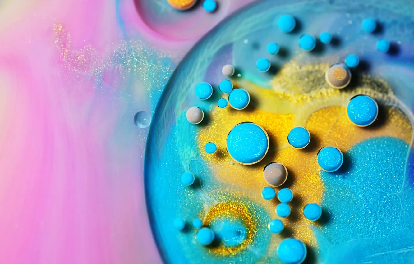 Фото обои шарики, пузырьки, краски, объем