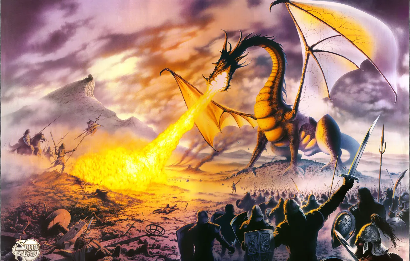 Фото обои Dragon, poster, Lord, Steve-Read, TOLKIEN, MISK PAINTERS