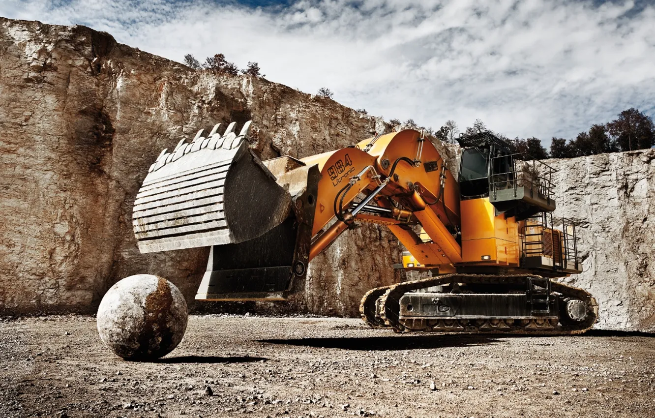 Фото обои тяжелая техника, гусеничный экскаватор, Liebherr R 984 C HD