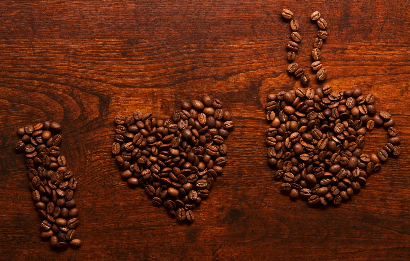 Фото обои надпись, кофе, зерна, я люблю кофе
