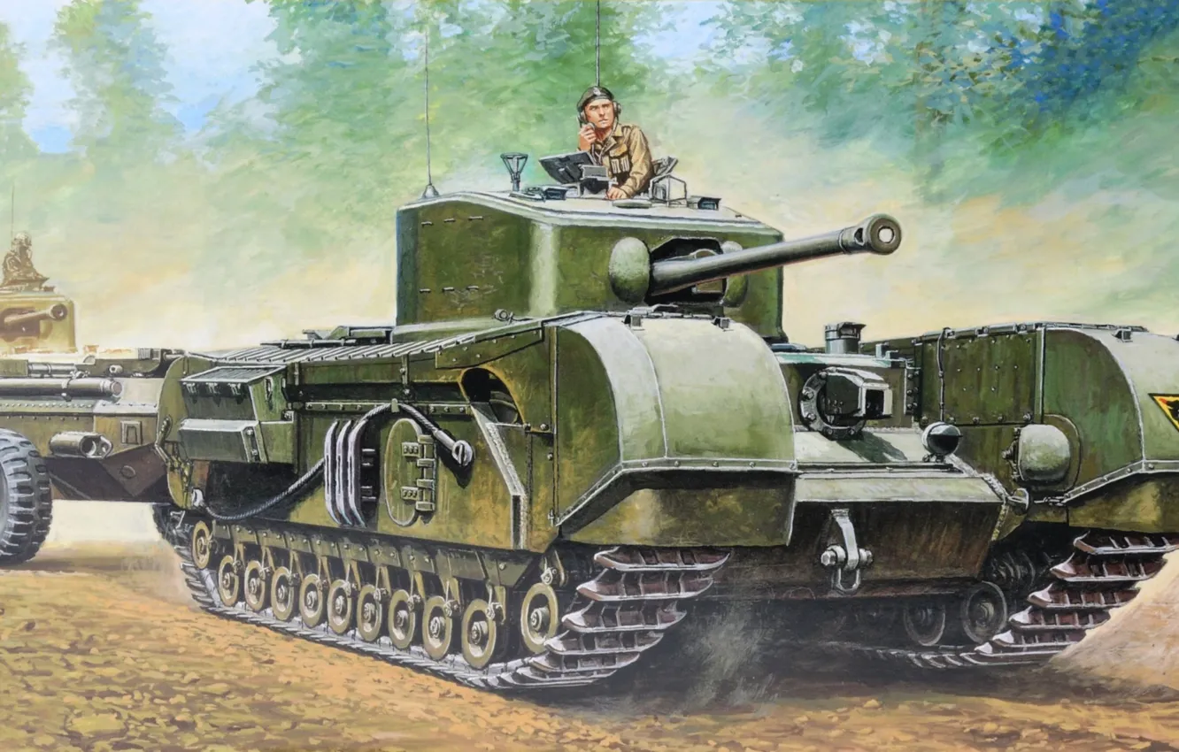 Фото обои танк, Великобритания, черчиль, пехотный, огнеметный, Тяжелый, British Tank Churchill Mk. VII Crocodile