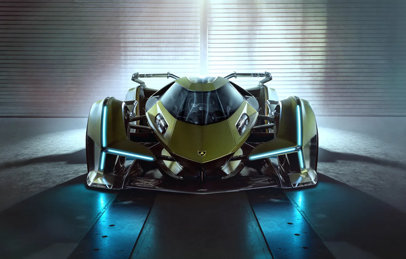Фото обои Lamborghini, Фары, Концепт-кар, Lambo, V12, Значок, Vision Gran Turismo, 2019