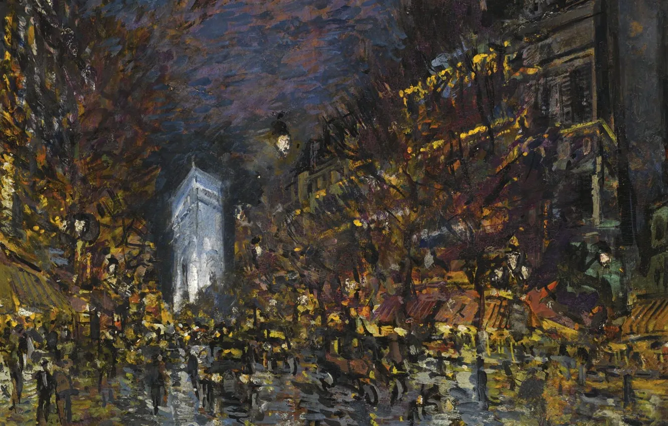 Фото обои картина, городской пейзаж, Константин Коровин, Вид Парижа Ночью