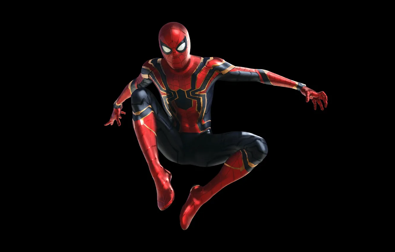 Фото обои фантастика, костюм, черный фон, комикс, MARVEL, Peter Parker, Spider Man, Avengers: Infinity War