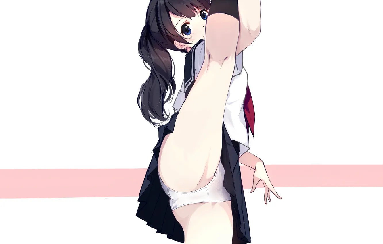 Фото обои girl, sexy, lingerie, ass, pantsu, school uniform, panties, long hair