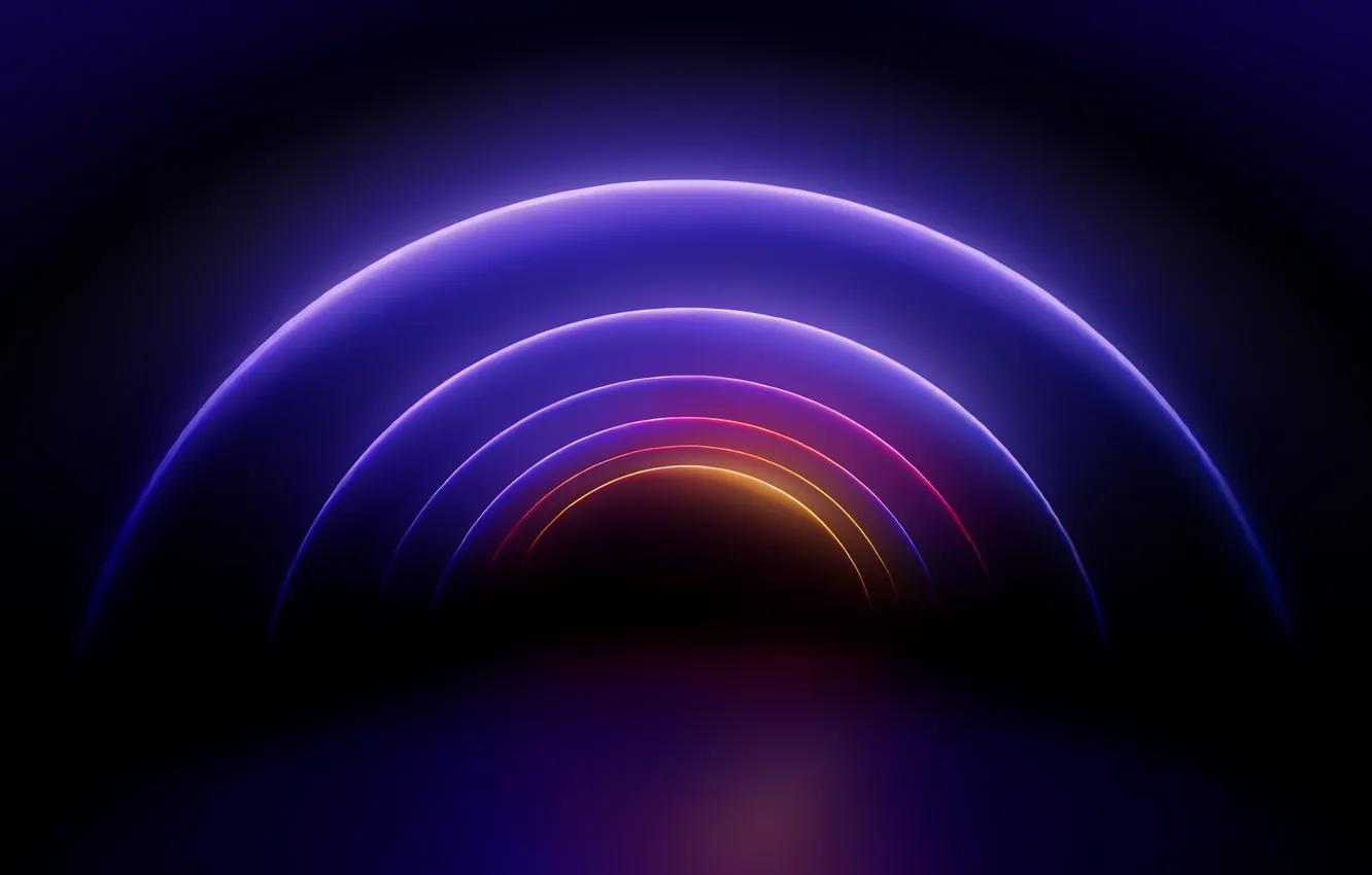 Фото обои Abstract, Digital Art, WWDC, Glowing, Neon colors, Violet background