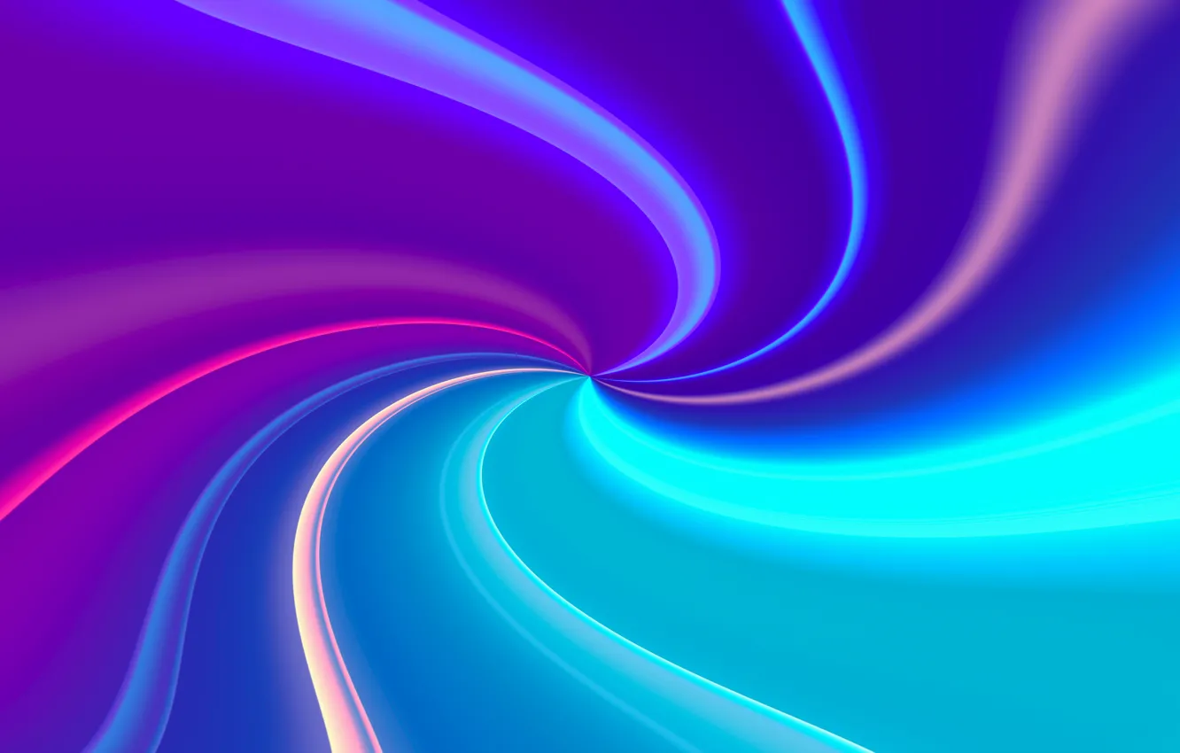 Фото обои абстракция, голубой, спираль, неон, abstract, пурпурный, neon, spiral