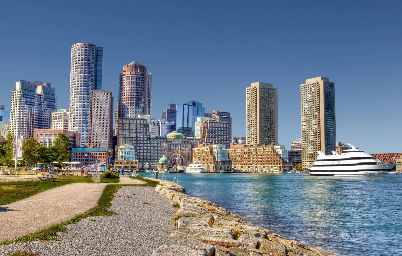 Фото обои архитектура, набережная, Boston, бостон