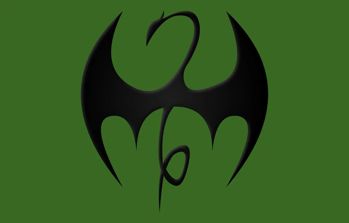 Фото обои logo, black, classic, dragon, Marvel comic, Iron Fist