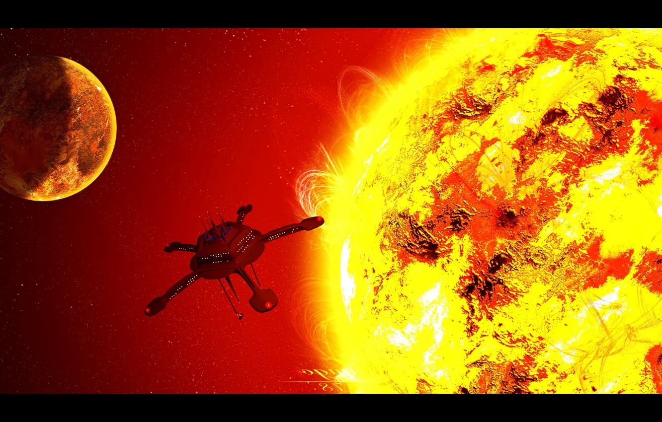 Фото обои sun, spaceship, observer