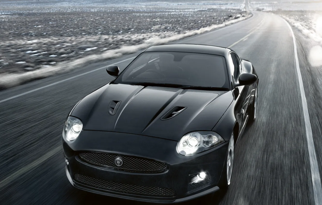 Фото обои дорога, авто, путь, скорость, Jaguar, XKR