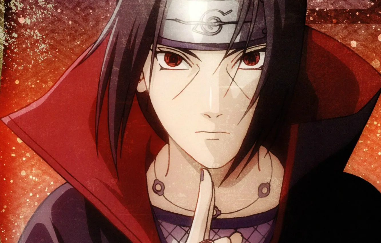 Фото обои портрет, повязка, Naruto, красные глаза, перстень, sharingan, Akatsuki, Itachi uchiha