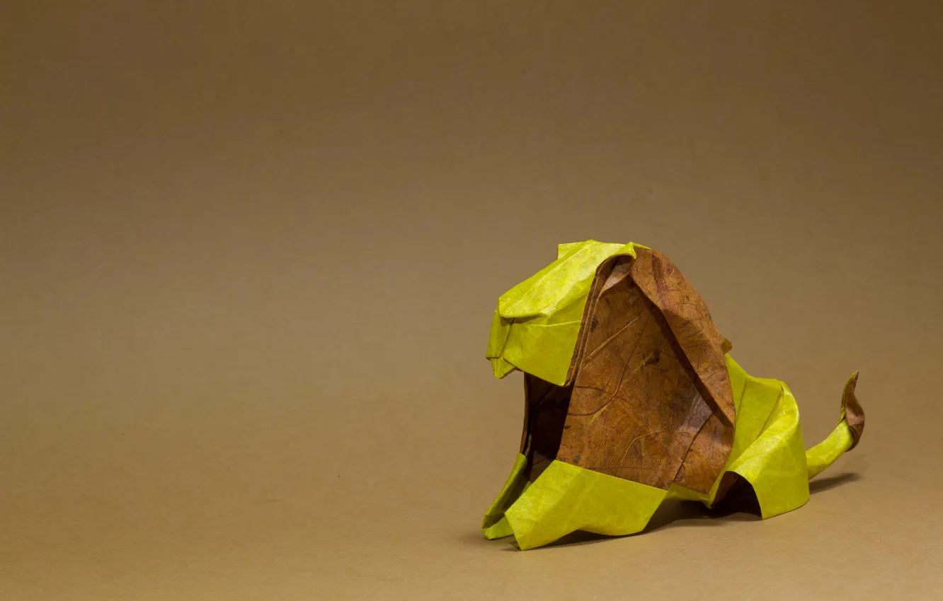 Фото обои лев, грива, коричневый, оригами, brown, lion, origami, mane