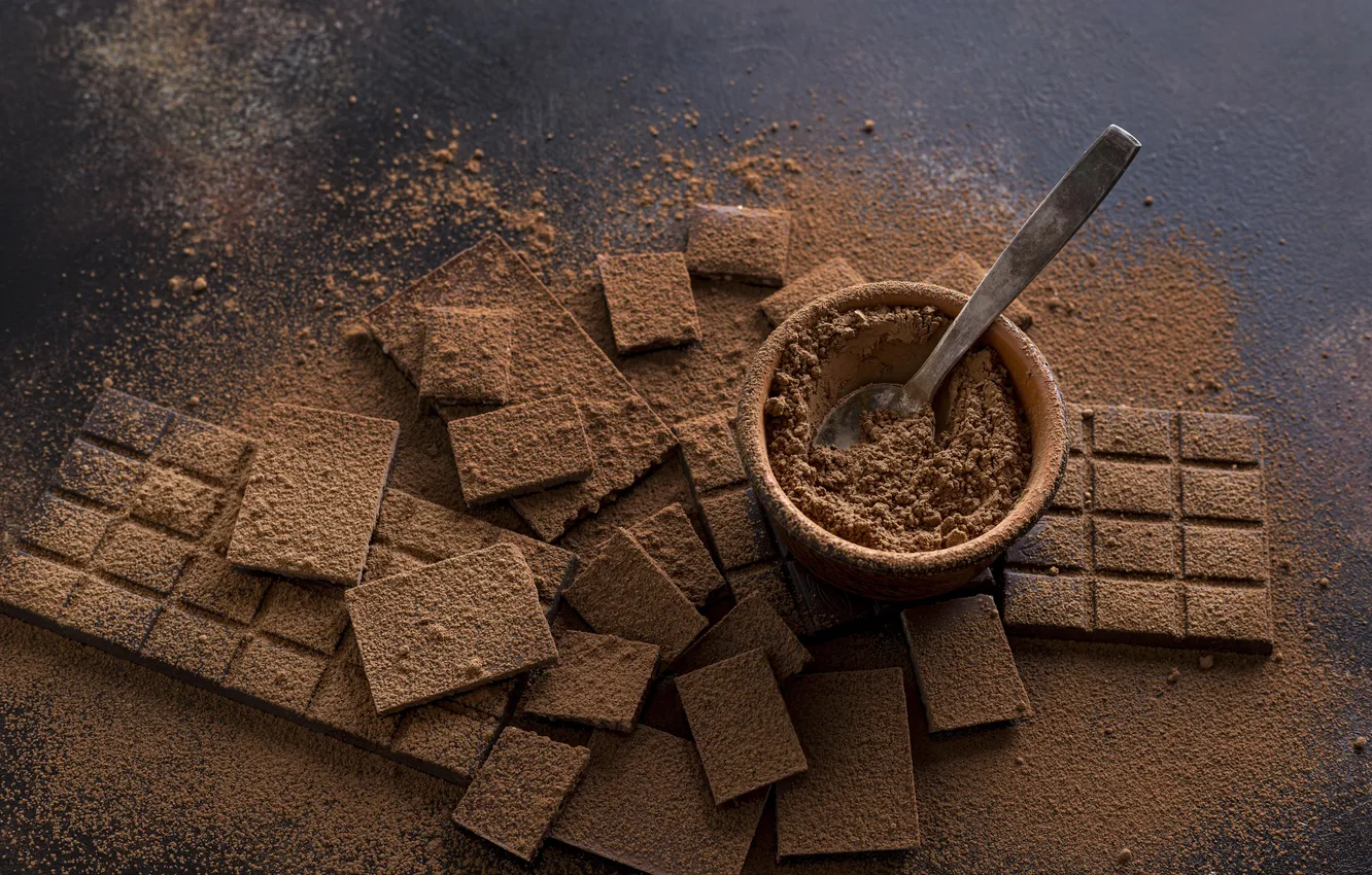 Фото обои chocolate, cocoa, bowl, powder