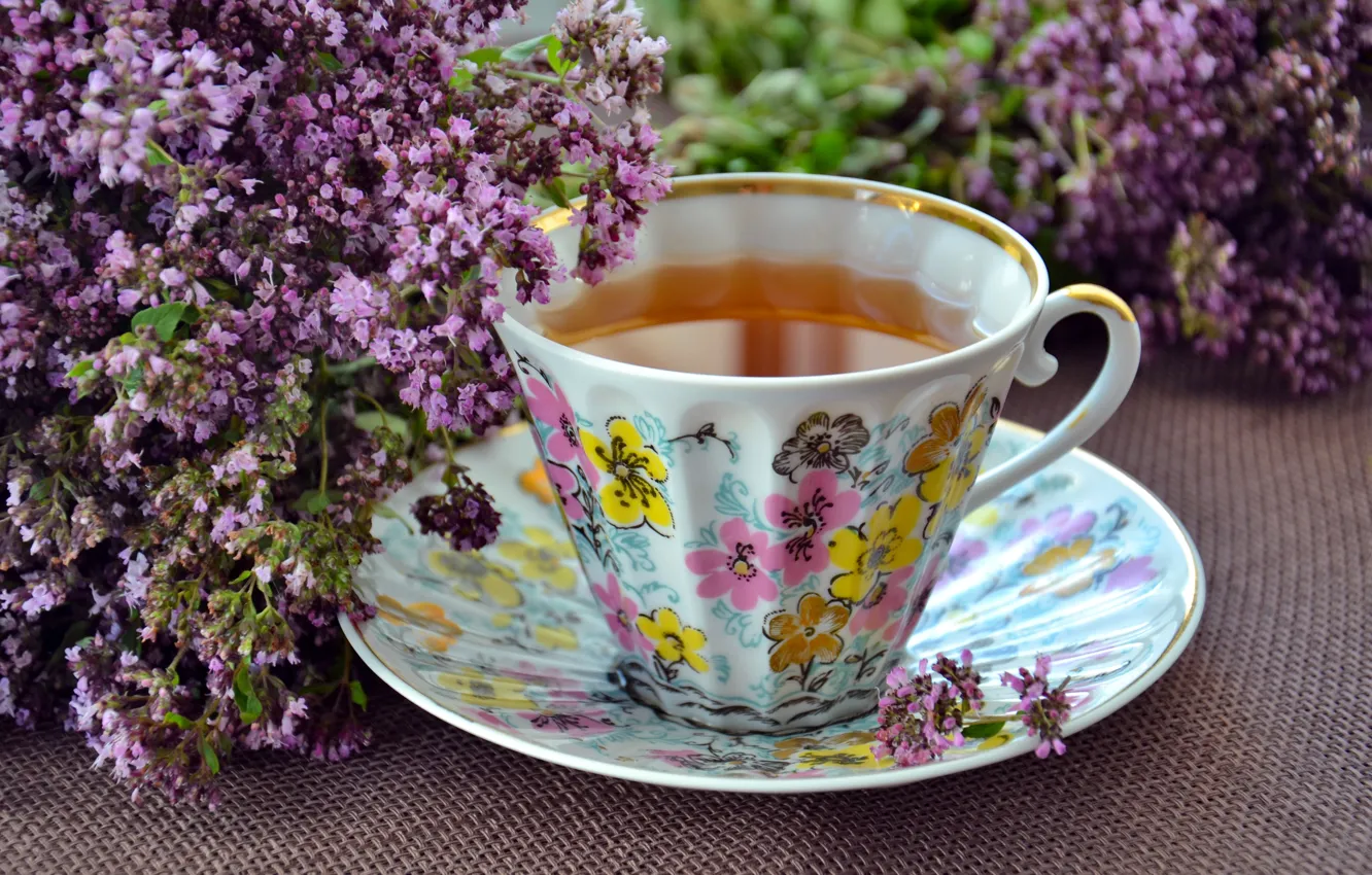 Фото обои цветы, чай, лаванда