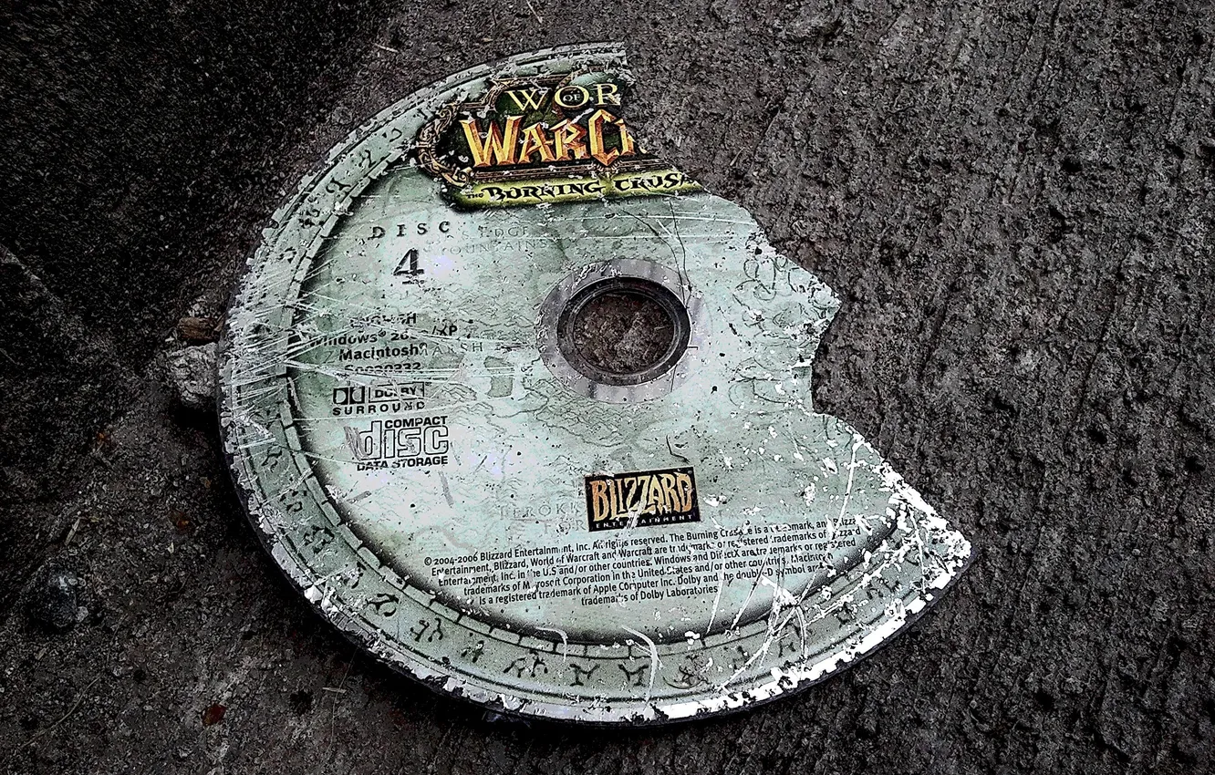 Фото обои фон, диск, Warcraft, поломанный