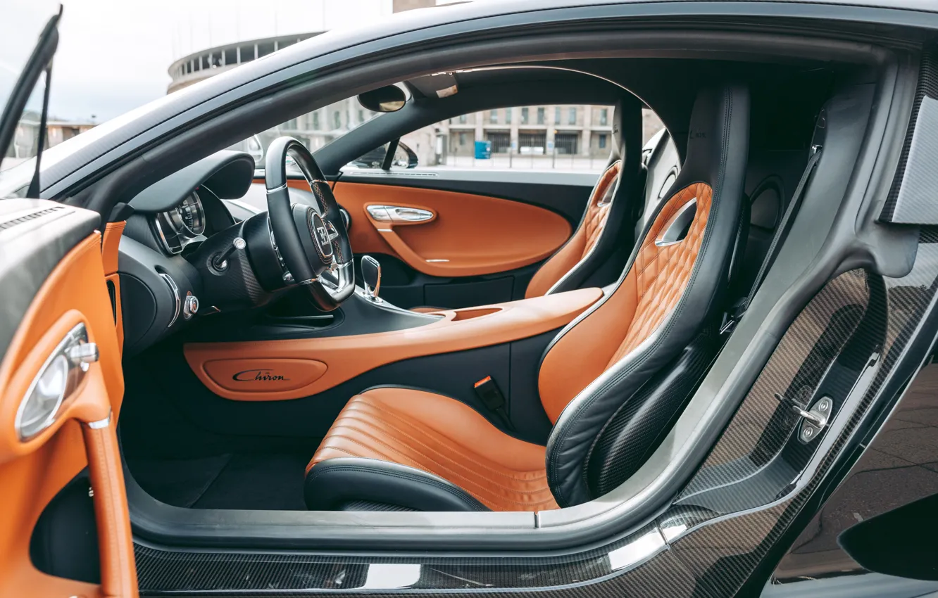 Фото обои Bugatti, Chiron, car interior, Bugatti Chiron