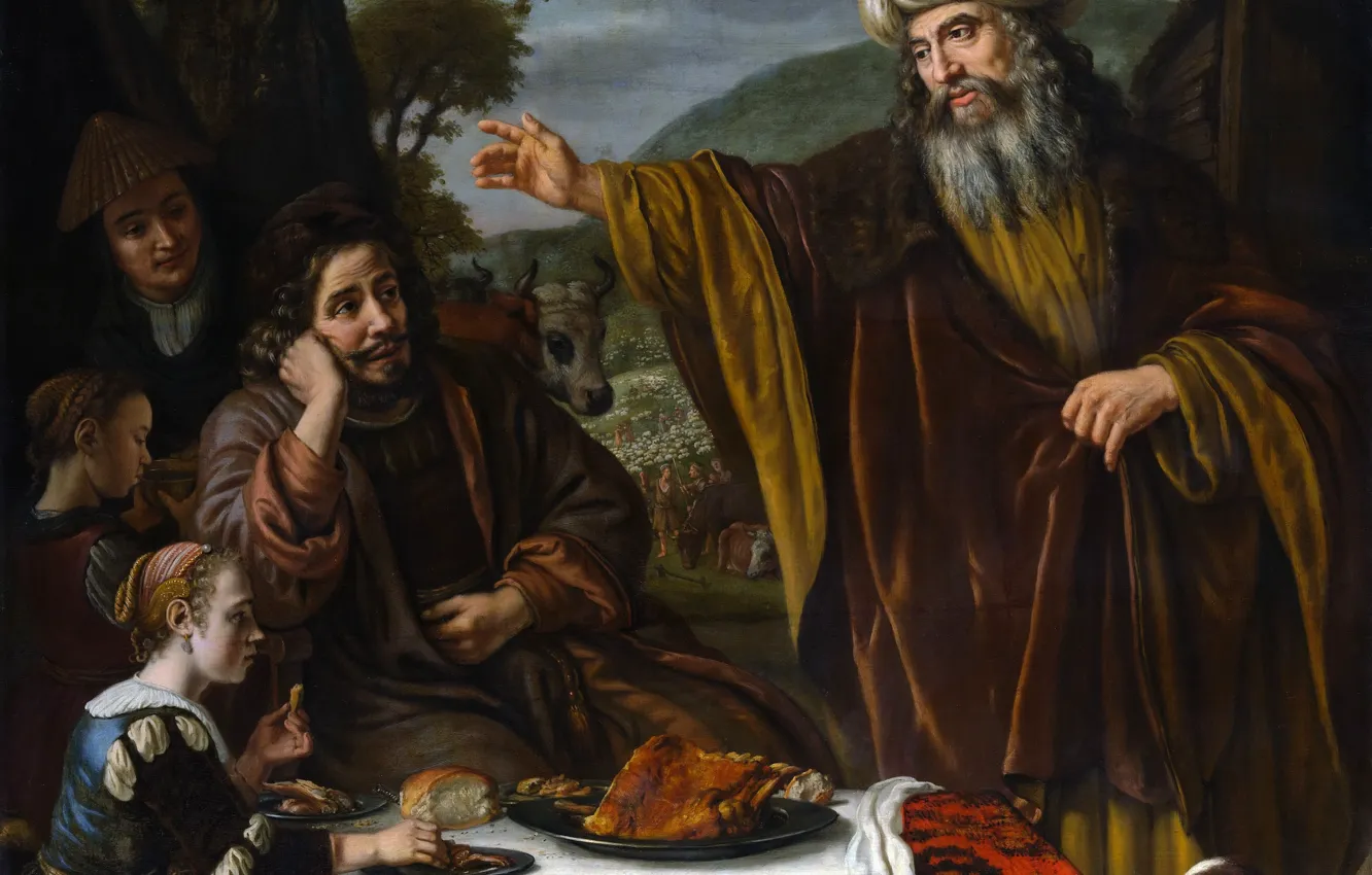 Фото обои картина, мифология, Ян Викторс, Авраам Прощается с Семьёй Лота