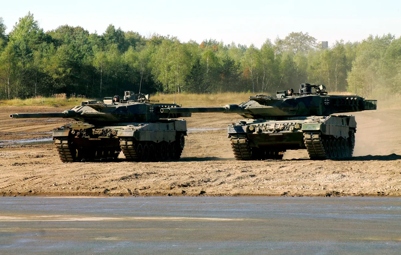 Фото обои полигон, учения, Leopard 2A6, ВС Германии, немецкие боевые танки