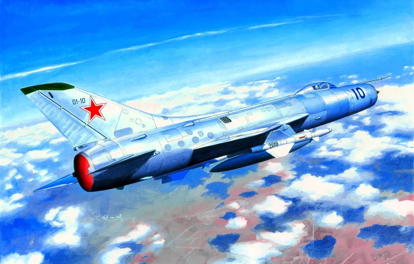 Фото обои Сверхзвуковой, истребитель-перехватчик, ВВС СССР, Fishpot-C, Су-11
