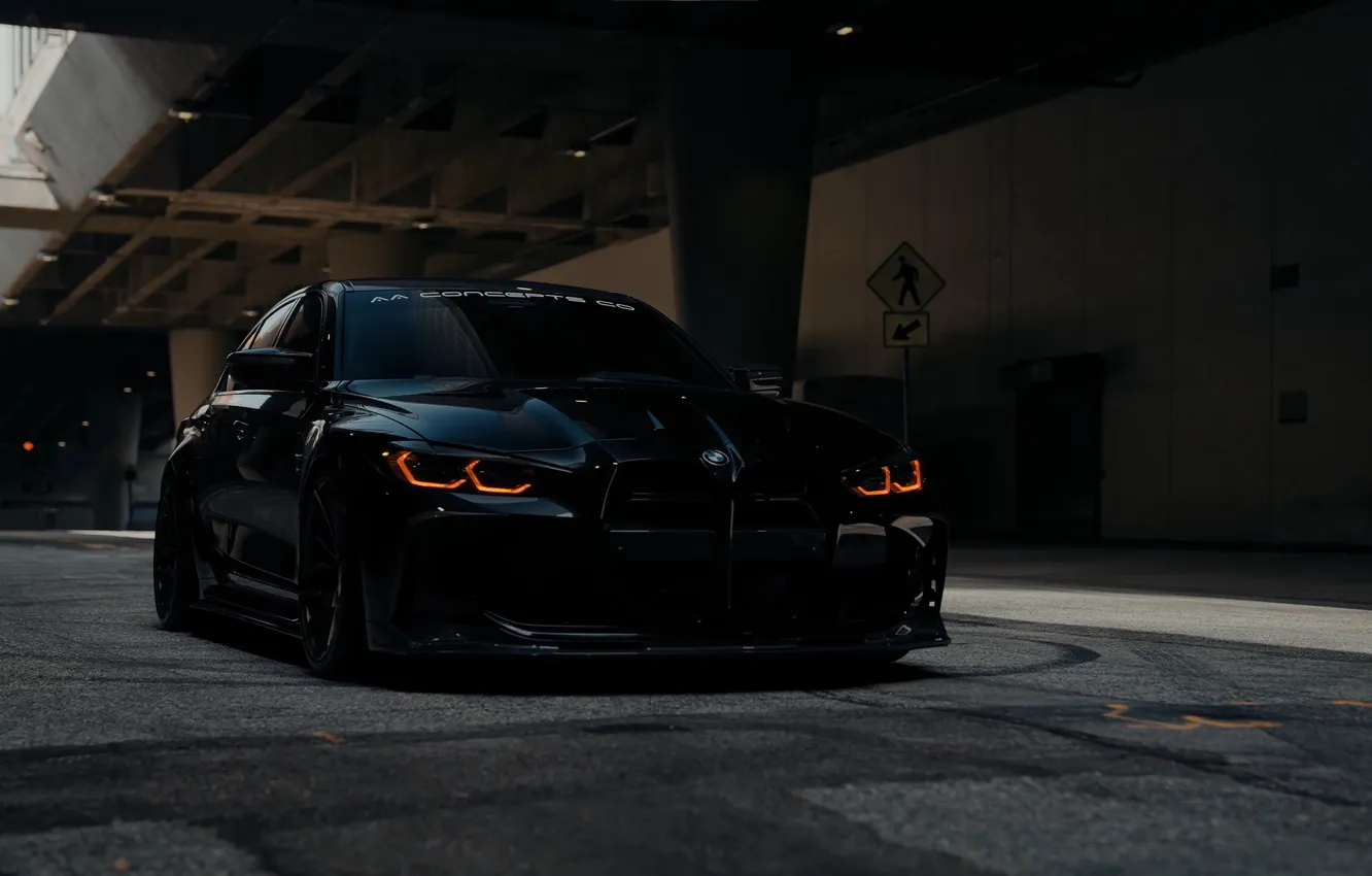 Фото обои car, lights, BMW, black, AA Concepts