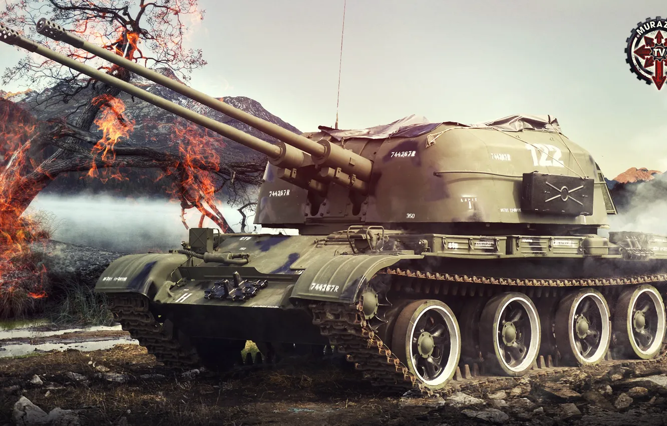 Фото обои Игры, СССР, Games, Art, World of Tanks, ЗСУ-57-2, FuriousGFX, ZSU-57-2