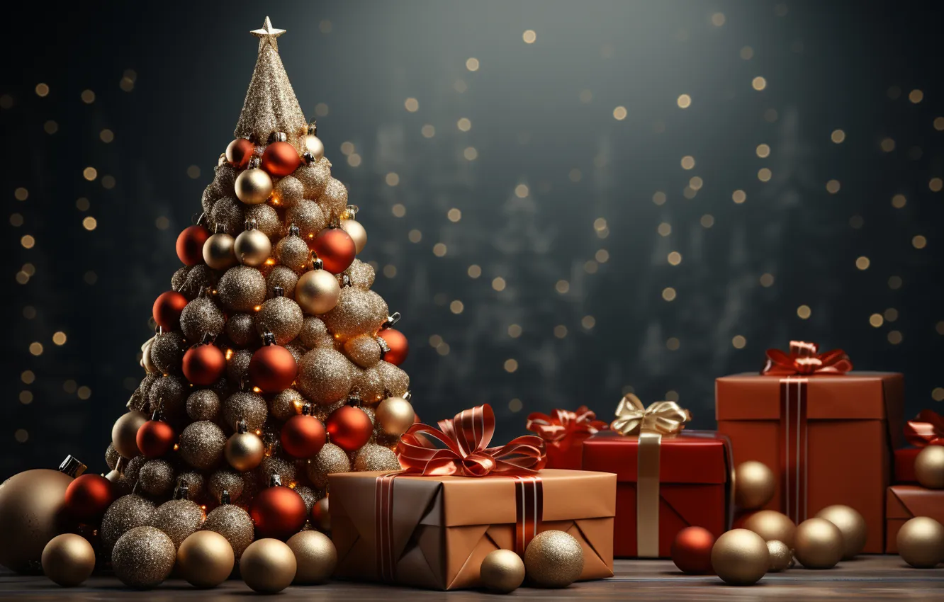 Фото обои елка, Рождество, подарки, Новый год, Christmas, tree, decoration, gift boxes