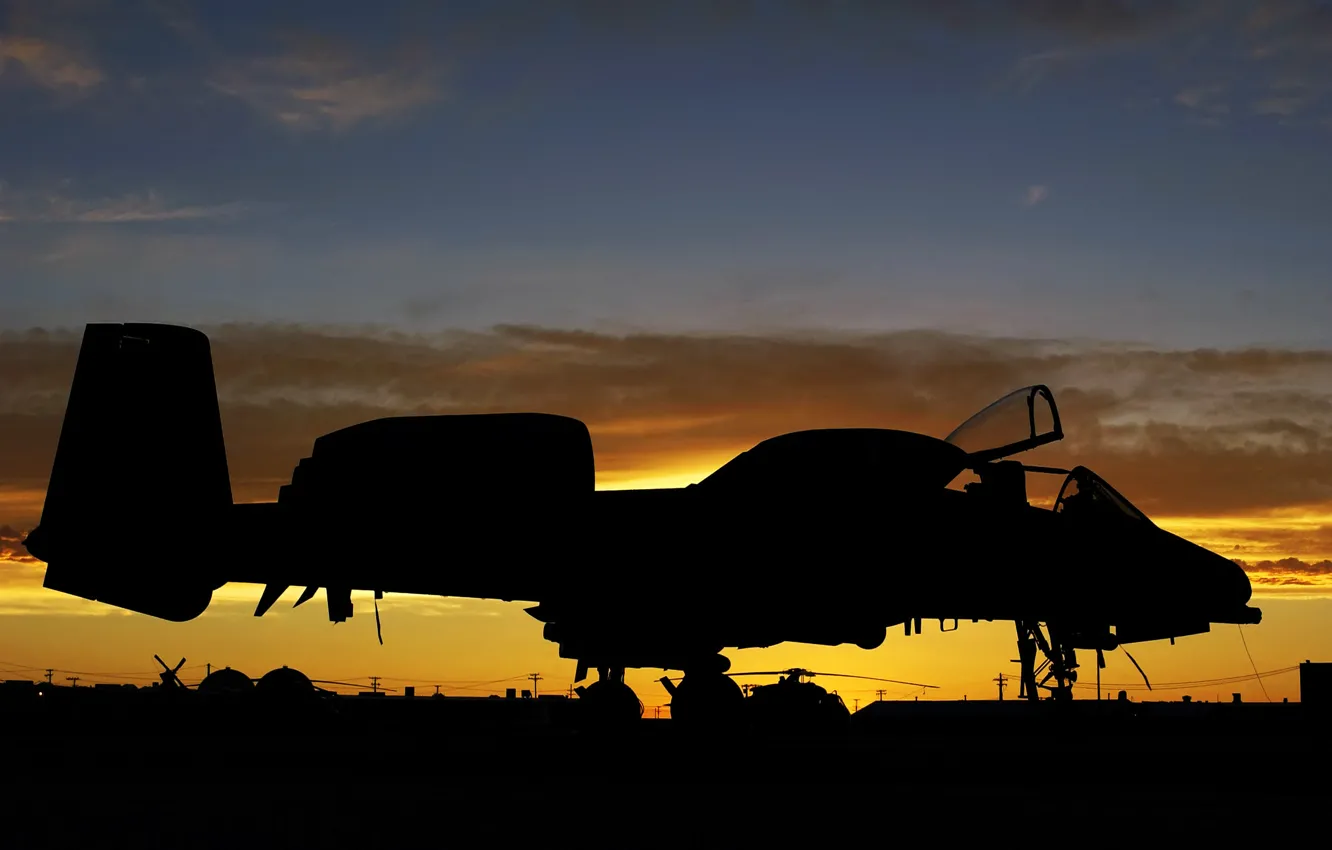 Фото обои Sunset, A-10, USAF, Thunderbolt II, Aircraft, Airbase
