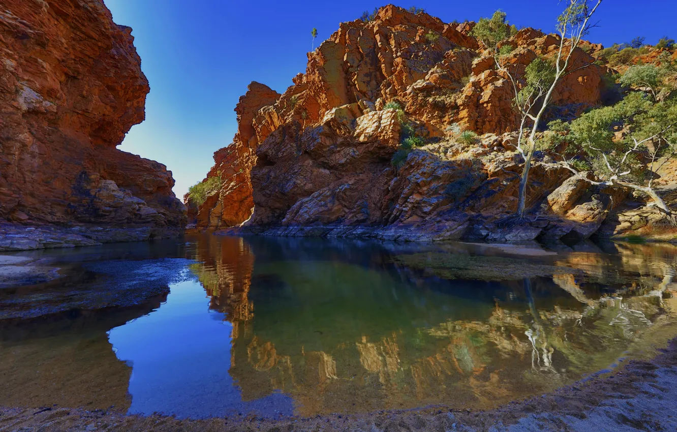Фото обои скала, озеро, Австралия, Northern Territory